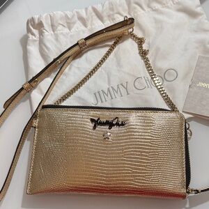 Jimmy Choo Metallic Gold Small Crossbody Bag with Dustbag & COA